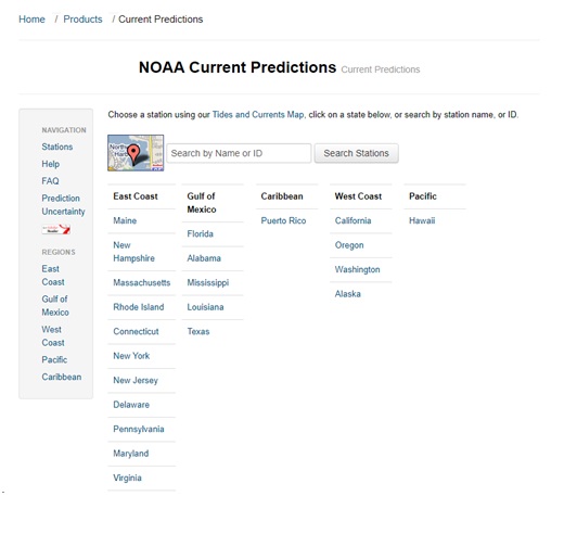 NOAA Current Prediction page image